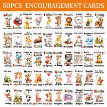 50pcs Cartoon Theme Inspirational Cards - Cute Encouragement Cards With Positive Messages & Animal Illustrations, Positive Affirmation Cards, Daily Motivation Cards For Anyone - A - View 3