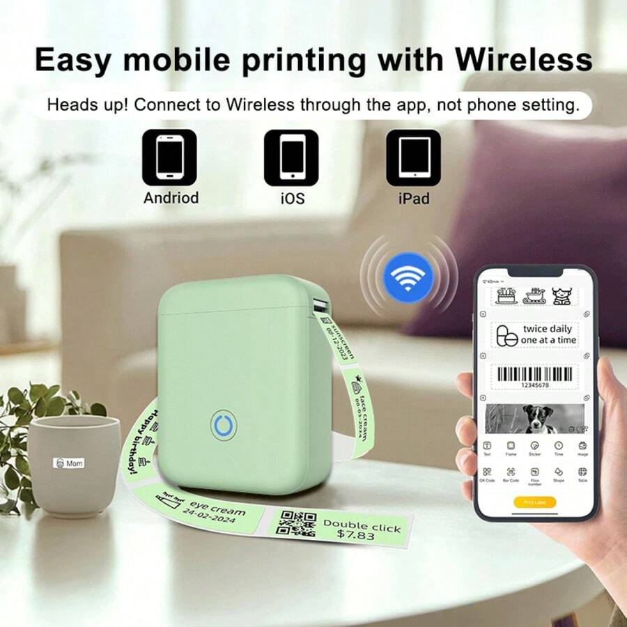 Portable Bluetooth Mini Thermal Label Printer For Home Use, Thermal Printing Without Ink, Create Labels Anytime, Thoughtful Gift For Friends And Family