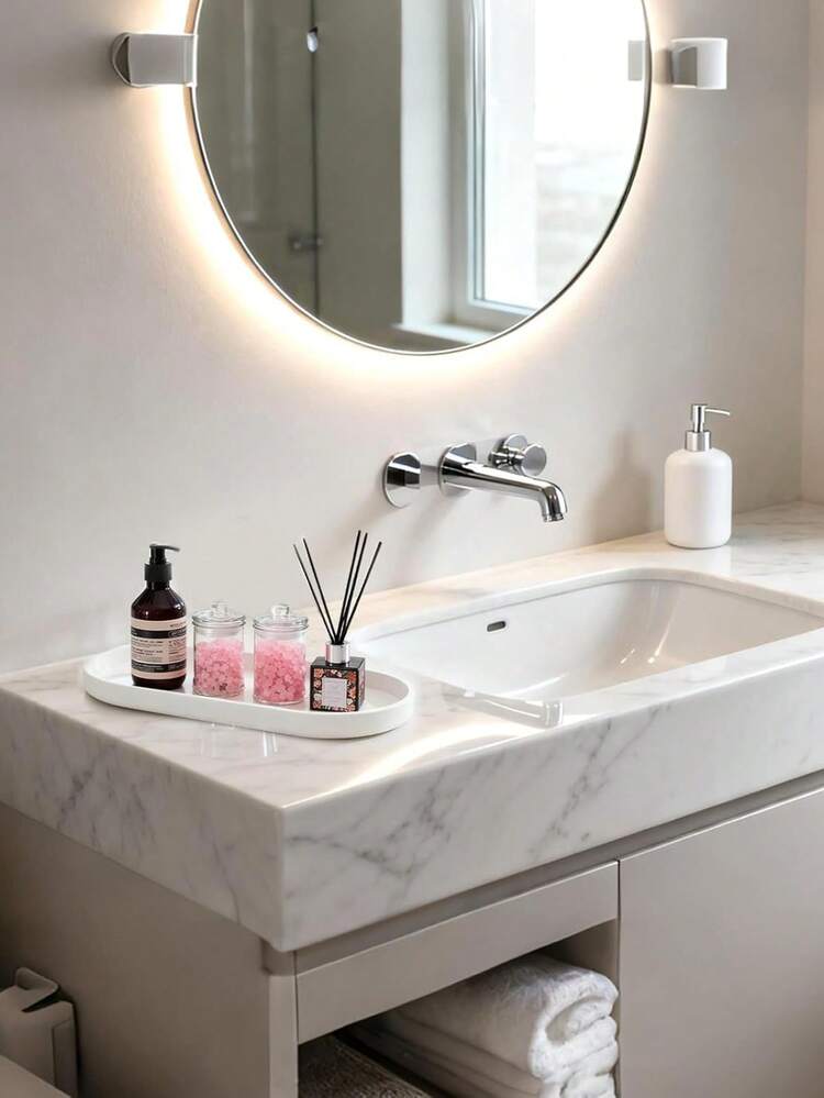 1pc/2pcs Cosmetic Storage Trays, Bathroom Storage Trays, Silicone Trays, Vanity Countertop Storage Trays, Decorative Trays, Suitable For Bedrooms, Sinks, And Bathtubs. , Room Decor - View 2