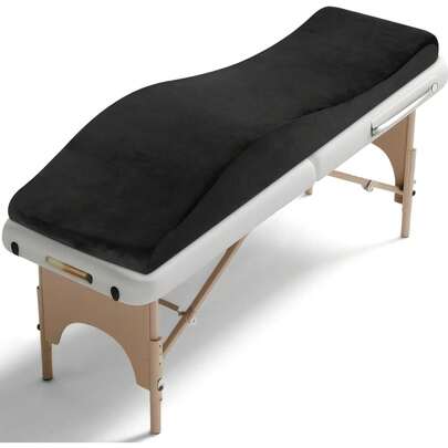 GCCSJ Lash Bed Topper,Salon-Grade Lash Bed Cover - High-Density Foam Massage Mattress With Ergonomic Curved Design | 70.8" X 23.6" Waterproof & Hypoallergenic Spa Table Cover, Machine Washable Plush Top For Estheticians, Lash Techs & Massage Therapists (Black/Gray/White)