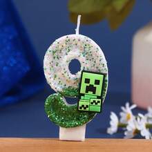 Nến sinh nhật số chủ đề Creeper trong Minecraft, nến trang trí bánh không khói, hiệu ứng ombre lấp lánh, trang trí tiệc sinh nhật cho trẻ em, trang trí bánh sinh nhật cho người lớn và trẻ em theo chủ đề Minecraft, màu xanh lá cây. - Mảnh duy nhất - Xem 13