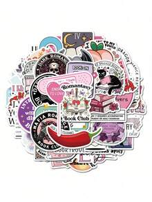 50 piezas SCXXBSW Pegatinas decorativas de graffiti de dibujos animados románticos para lectura, vasos, cuadernos, equipaje, resistentes al agua - F - Ver 4