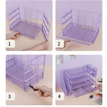 Detachable Four-Tier Desktop Storage Rack/File Holder; Drawer-Style Metal Perforated Storage Rack/File Frame For Archives And Documents; Wrought Iron Metal Desktop Office Supplies Stationery Document Frame; File Rack Storage Shelf; 4-Tier Metal Mesh Office Supplies Paper Organizer; Multi-Layer Desktop File Rack/Wrought Iron Office Stationery Storage Rack. - Sets - View 9