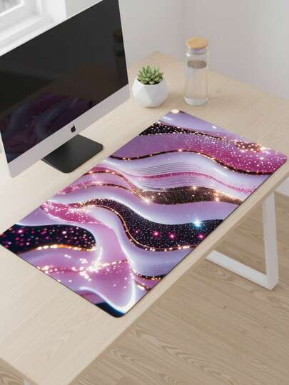 Large Size Waterproof Non-Slip Smooth Cloth Surface Purple & Gold Fluid Art Pattern Mouse Pad, Also Suitable As Keyboard Pad, Desk Mat Or Book Stand, Suitable For Gamers, Office And Dorm Use, Compatible With Mouse And Trackball, Great Gift For Gamers