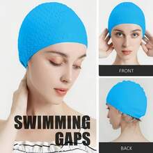 1 st. badmössa i silikon med vattendroppsmönster, extra stor halkfri design, lämplig för lockigt/tjockt hår, elastisk och bekväm passform för män och kvinnor, viktig för simträning/spa/vattensporter, modern stil - A - Visa 3