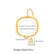 1pc New Classic Initial Cherry Pendant Golden Stainless Steel Chain Bracelets For Women - Yellow Gold - View 2