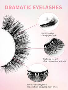 ENCHUW 5 Cặp Mi Giả Lông Chồn Tự Nhiên, Mi Nối Mềm Mịn, Dụng Cụ Trang Điểm Hàng Ngày - màu đen - Xem 3