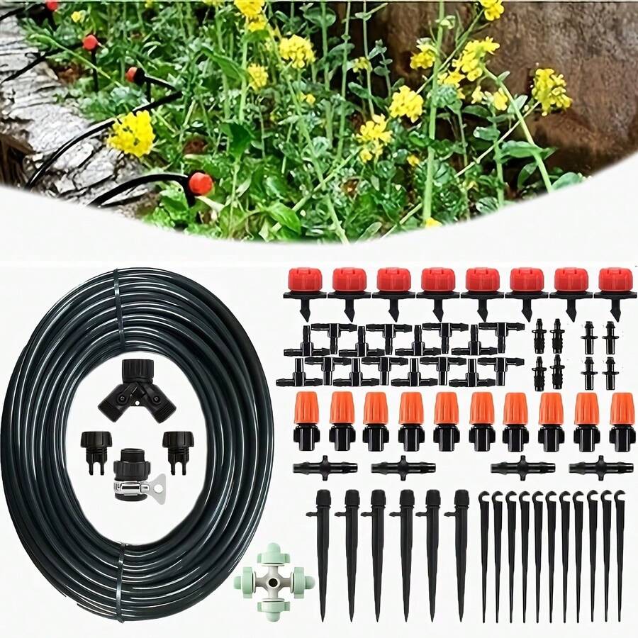 Garden Watering And Spraying System With Automatic Irrigation Tools, Including Adjustable Nozzle Drip Irrigation Device, Drip Irrigation Kit, Perfect For Gardens, Greenhouses, And Lawns