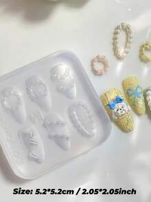 1个可爱奶油草莓蕾丝法式美甲透明硅胶指甲模具 - 無色 - 查看 13