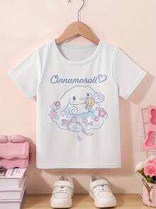 SANRIO 's Cinnamon Roll T-Shirt-A Soft Short-Sleeved T-Shirt Suitable For Girls, Printed With Cute Character Patterns, Suitable For Spring, Summer And Autumn, Casual Style, Breathable Fabric | Interesting Design | Comfortable Fit, Suitable For Boys And Girls' Birthday Parties, Perfect Holiday Gift. - trắng - Xem 2