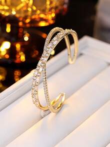经典设计奢华水晶蛇形手镯，女士时尚品牌珠宝，锆石动物手链，派对礼物 - 手鐲 - 查看 5