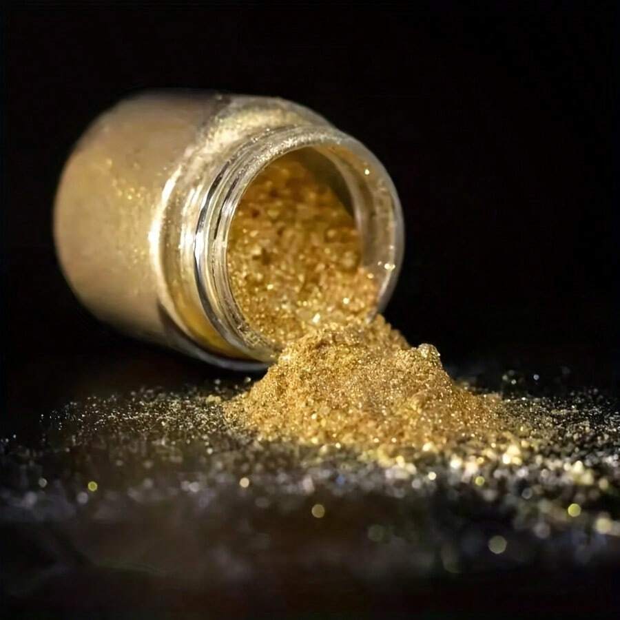 20ml/Bottle Coarse Metallic Gold Mica Powder, Metallic Dye Suitable For Epoxy Resin, Slime, Candles, Wood Furniture Painting, DIY Crafts And Casting Molds - Gold Glitter - View 1