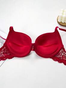 Women's Lace Padded Push Up Bra - Red - View 9
