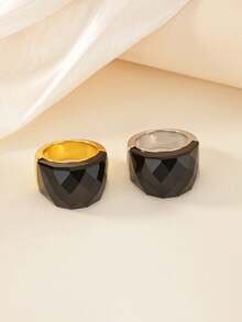 仿水晶玻璃戒指，时尚夸张几何纹理树脂戒指，惊艳大号个性戒指，女士珠宝，生日、派对、周年纪念、母亲节的完美礼物 - 彩色 - 查看 5