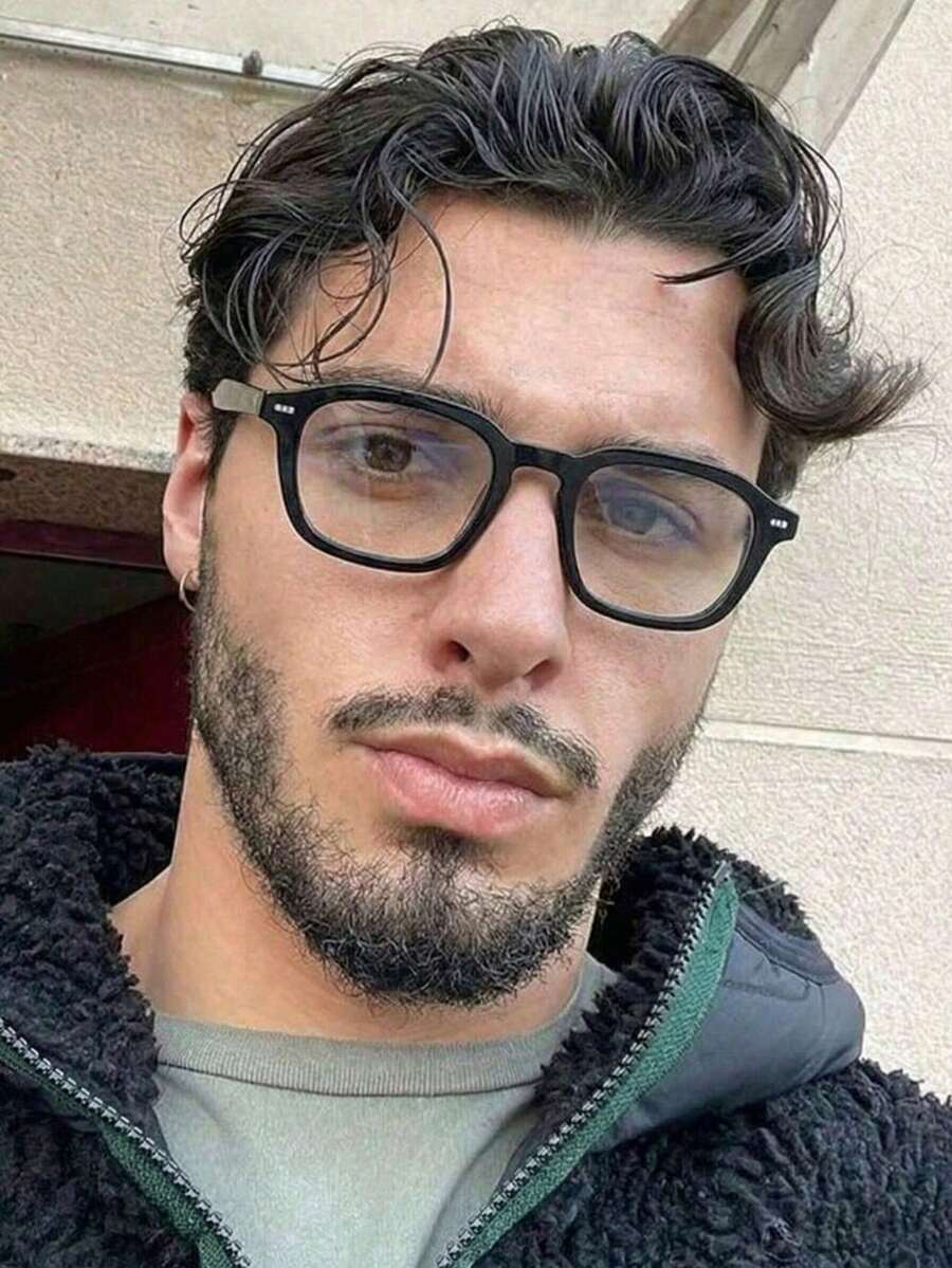 1 Pair Men's Plastic Black Casual Commuter Daily Classic Geometric Fashionable Non-Prescription Glasses - Multicolor - View 1