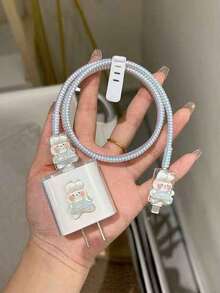 Protector de cable de carga con diseño de conejo lindo, regalo adecuado para Pascua compatible con cargador Apple de 20W - Multicolor - Ver 1