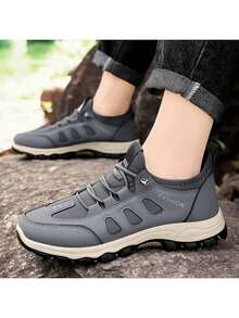 Men's Fashion Outdoor Hiking Shoes, Non-Slip Wear-Resistant Sneakers, Comfortable Breathable Walking Shoes For All Seasons - Grey - View 1