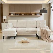 Sofas & Couches - Beige + Linen + 4 Seat + Foam - View 1