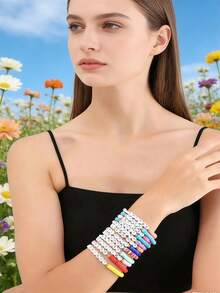 50/100/200/300/500/1000/2000颗彩色亚克力字母珠，适用于DIY珠宝制作、工艺品、项链、手链、钥匙扣装饰 - 彩色 - 查看 10