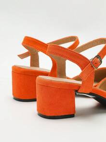 Women's Summer Chunky Heel Pointed Toe Sexy Mule Shoes, New Spring/Summer Suede Comfortable Closed Toe Backstrap Elegant Versatile Pointed High Heel Sandals,Mothers Day Gift - Orange - View 4
