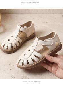 Giày sandal đế xuồng hình trái tim cho bé gái, giày mùa hè có khóa dán, đế mềm chống trượt cho trẻ nhỏ. - Màu be - Xem 4