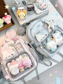 Ba lô mini nữ, ba lô trong suốt dễ thương, ba lô mini dành cho sinh viên đại học, bảng trưng bày huy hiệu tự làm, ba lô kiểu học đường bằng nylon, hàng mới về, quà tặng tựu trường/ba lô dành cho fan anime/concert, phong cách nữ tính - Nhiều màu - Xem 7