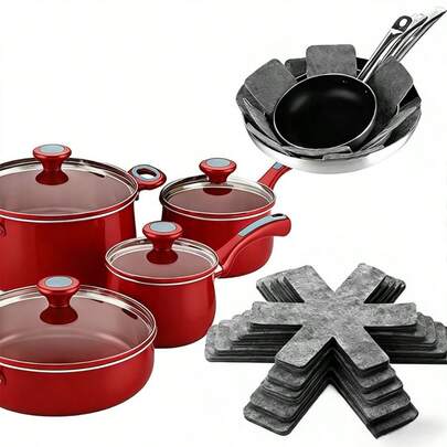 3pcs Non-Stick Pan And Skillet Liner Set, Made Of Non-Woven Polyester | Scratch-Resistant And Heat-Resistant, With A Non-Stick Surface - Stackable For Easy Storage, Suitable For Cookware, Glassware, Countertops, Stovetops, And Ovens.