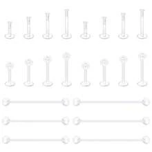 Clear Piercing Retainers Set Bioflex Clear Nose Lip Labret Stud Septum Hoop Eyebrow Tongue Belly Button Piercing Ear Earring Cartilage Plastic Industrial Retainer - Clear - View 17