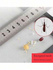 1pc Self-Adhesive Window Mesh Screen, Invisible Insect Proof Net For Home Use In Summer, Easy Installation, Grey Fiberglass Anti-Mosquito And Fly Net - Gray Mesh Black-edged Window Screen - View 5