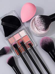 12pcs Multi-Purpose Makeup Brush Set, 4pcs Ultra Soft Makeup Powder Puff And Sponge Makeup Sponge, Portable Makeup Tools Full Set - Black - View 2