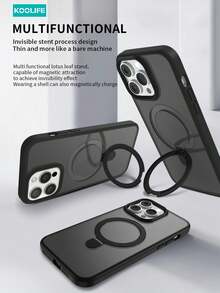 Koolife Colorful Skin-Friendly Matte Phone Case, PC+TPU Material, Soft Touch, Built-In Magnetic Stand, Anti-Slip Anti-Drop Protective Shell, For Iphone18pro/18pro Max/11/12/12pro/12promax/13/13Pro/13ProMax/14/14Pro/14ProMax/14 Plus/15/15 Plus/15Pro/15ProMax/16/16Pro/16ProMax/16e/16plus/17/17Pro/17promax/17Air - Black - View 4