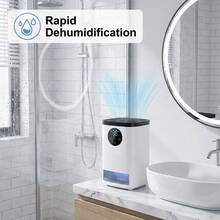 Dehumidifier, Electric Dehumidifier, 1400ml, Quiet Dehumidifiers For Home, Electric Dehumidifier Small With Automatic Shut-Off,  LED Touch Display, RGB Atmosphere Light, Moisture Control - White - View 9