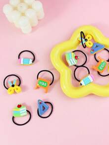 10个/包 女孩简约文具弹性发圈，适合日常使用 - 彩色 - 查看 6