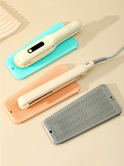 1pc New Silicone Heat Resistant Mat, Portable Travel Hot Tools Pad Cover For Curling Iron, Flat Iron, Hair Straightener And Other Hair Styling Tools