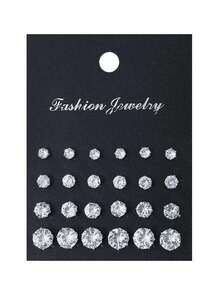 72/48/24pcs Set Stylish Minimalist Sparkling Rhinestone Stud Earrings, Unisex Couples Earring Jewelry Set, Party/Date/Gift, Suitable For All Year Round - Nhiều màu - Xem 5