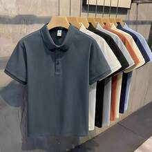 2026 Summer New Pearl Cotton Polo Shirt Collar Men's Short-Sleeve T-Shirt Leading Business Workwear - 淺灰色 - 查看 5