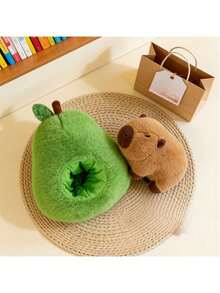 13.78英寸可爱水豚毛绒玩具，柔软水豚毛绒抱枕，带牛油果图案，适合女孩、儿童、成人，生日、情人节趣味礼物 - 彩色 - 查看 5