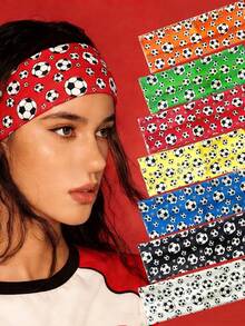 Soccer Hairband - Sports Themed Hairgrip For Girls, Women, Soccer Team Gift, Party Supplies, Daily Hair Accessories, Thin Thick Short Long Curly Hair Accessories, Birthday Party Gift For Player Team - Multicolor - View 1