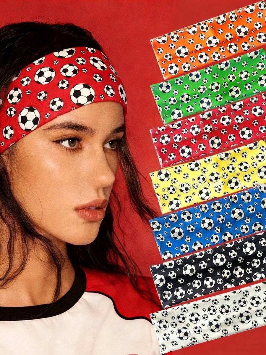 Soccer Hairband - Sports Themed Hairgrip For Girls, Women, Soccer Team Gift, Party Supplies, Daily Hair Accessories, Thin Thick Short Long Curly Hair Accessories, Birthday Party Gift For Player Team - Multicolor - View 1