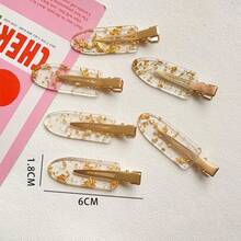 6pcs Fashionable Charm Girlish Seamless Surfboard Hair Clips, Acrylic Bangs Clamps, Minimalist Design, Damage-Free Hair Clips - Multicolor - View 3