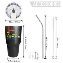 30oz Stainless Steel Tumbler Black White Options,  I Like Coffee My Cavapoo And Maybe 3 People Graphic Cups, Insulated Travel Coffee Mug With Lid And Straw , Double Wall Vacuum Reusable Travel Cups, Funny Birthday Party Gift For Women & Men - 黑色 - 查看 3