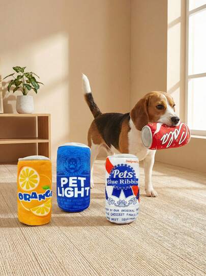 PETSIN 狗狗玩具罐装饮料啤酒瓶葡萄酒瓶咀嚼发声软啤酒瓶宠物毛绒玩具，狗狗玩具，狗狗咬合互动玩具，狗狗投掷玩具，发出声音的狗狗咬合玩具