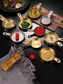 1pc Retro 304 Stainless Steel Sauce Dish With Handle, Western Style Condiment Cup, Kitchen Soy Sauce Vinegar Dipping Plate - Silver - View 4