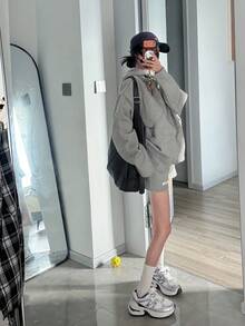 2026春夏新款情侣运动鞋，女士厚底运动鞋，休闲厚底增高鞋，银白色简约配色，舒适时尚跑步鞋，户外透气网布面料 - 白色 - 查看 3