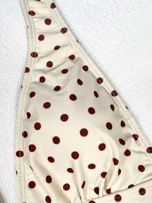 Áo tắm liền thân cổ chữ V chấm bi nâu thanh lịch, gợi cảm, thiết kế dây rút màu trắng, chất liệu vải dệt kim, thích hợp cho mùa xuân/hè đi biển, tiệc bơi, lễ tốt nghiệp, tiệc sinh nhật, kỳ nghỉ. - Nhiều màu - Xem 7