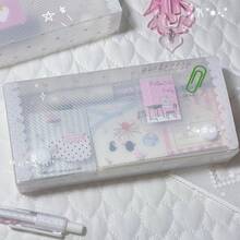 1pc Transparent Polka Dot Pencil Case, Cute Heart-Shaped Storage Box, Student Stationery Box, Desktop Organizer - Single Piece - View 3