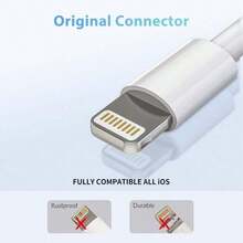 2米 USB 转 Lightning 充电线，支持快速充电，兼容 14/13 Pro Max/13/12 Mini/11/12X/XS/XR/8 Plus/7/6/5，支持数据同步，母头转公头，USB 电源模式，超长 USB 数据同步线，适用于 14/13/12/11 Pro Max/SE/X/8/7/6 - 白色 - 查看 6