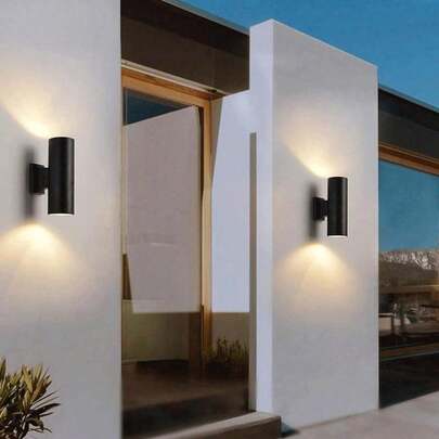 1/2pcs Modern Minimalist Up & Down Lighting Outdoor Wall Lamp, E27 Bulb Socket, Patio Balcony Corridor Exterior Wall Light, Upgraded Waterproof & Rust-Proof, Villa Garden Porch Entrance Exterior Wall Lighting (Bulb Not Included)