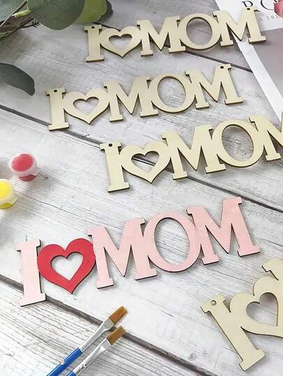 20/10 piezas Decoración colgante de madera con corazón hueco estilo bohemio para el Día de la Madre, piezas de madera con forma de letra "MOM" y cuerda de yute; Decoración colgante conmemorativa de madera "I Love Mom", recuerdos para fiesta del Día de la Madre, decoración colgante de madera DIY para el Día de la Madre, caja de regalo colgante para el Día de la Madre, decoraciones interiores/exteriores para el Día de la Madre, piezas de madera con dibujos para el Día de la Madre, decoración de ramo para el Día de la Madre