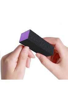 20/10/5/1pcs Nail Polishing Sponge Sandpaper Files, 80/120 Grit, 3-Sided Nail Files, Suitable For Manicure Tools (Purple And Black) - Multicolor - View 3